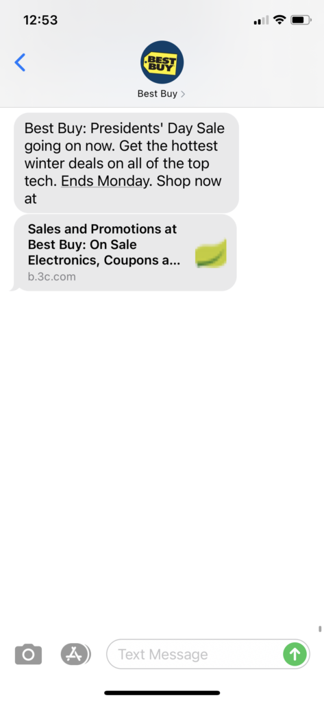 Best Buy Text Message Marketing Example - 02.13.2021