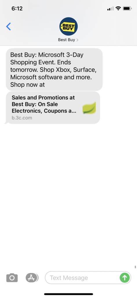 Best Buy Text Message Marketing Example - 02.21.2021