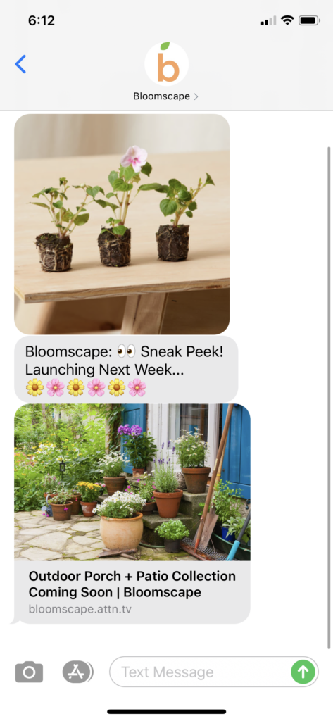 Bloomscape Text Message Marketing Example - 02.21.2021