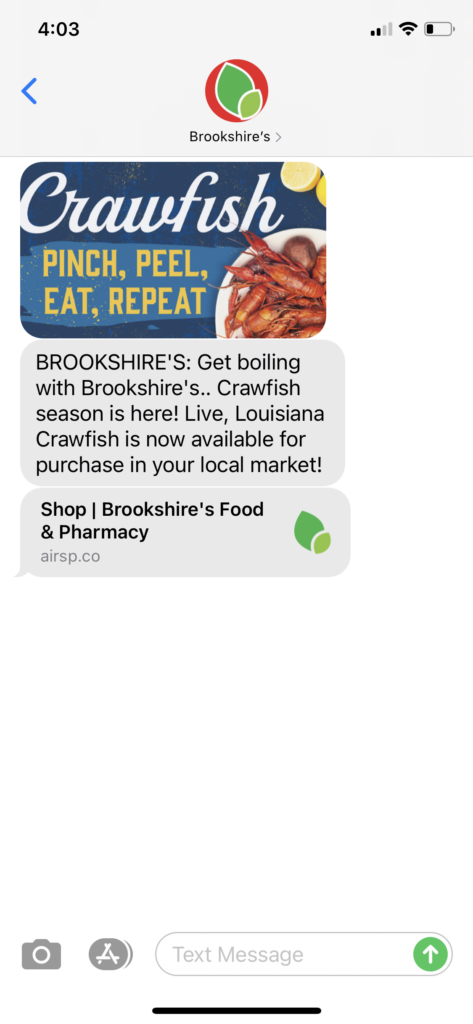 Brookshire's Text Message Marketing Example - 02.08.2021