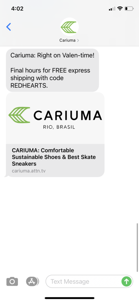 CariumaText Message Marketing Example - 02.08.2021