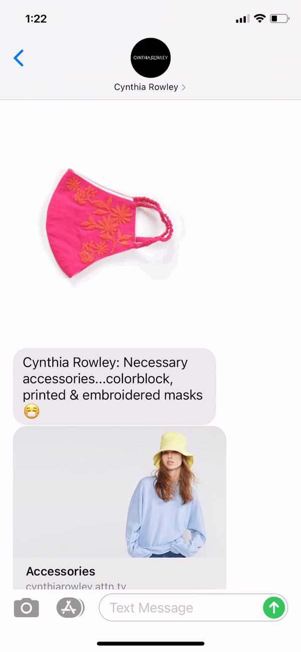 Cynthia Rowley Text Message Marketing Example - 01.25.2021