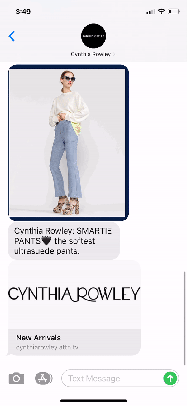 Cynthia Rowley Text Message Marketing Example - 10.07.2020