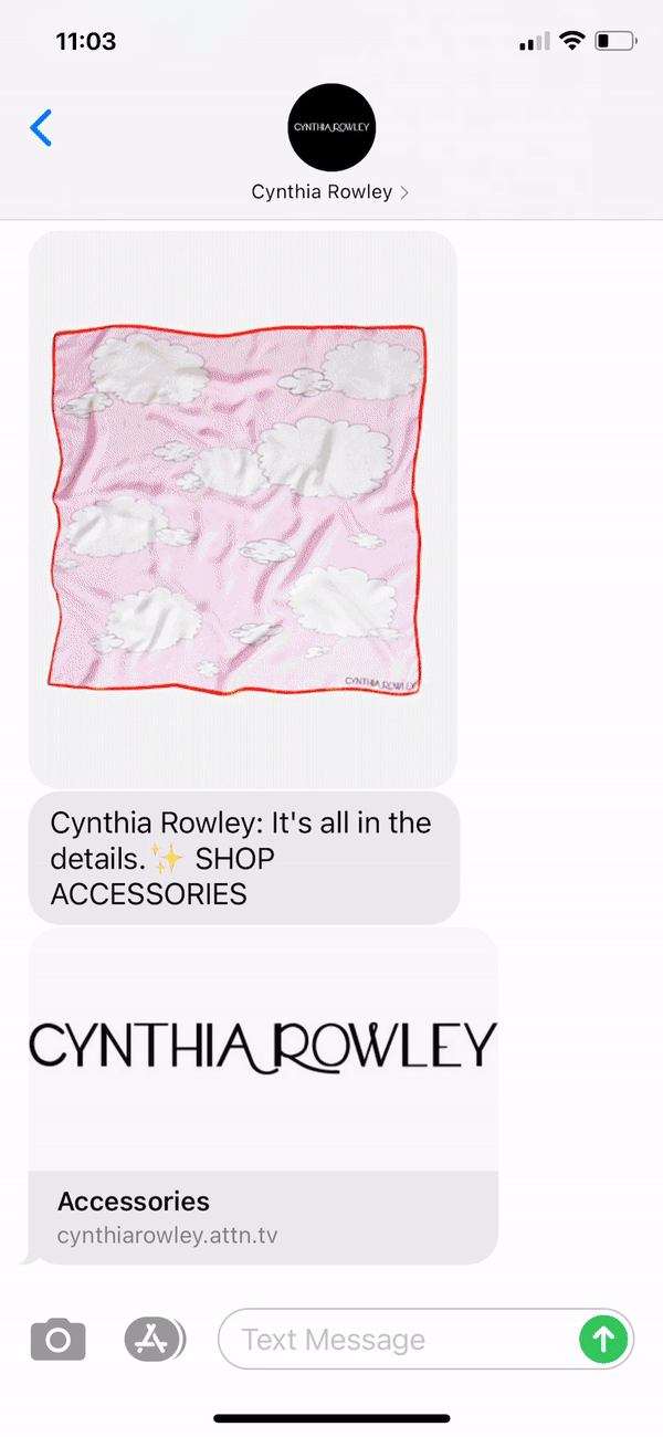 Cynthia Rowley Text Message Marketing Example - 10.10.2020