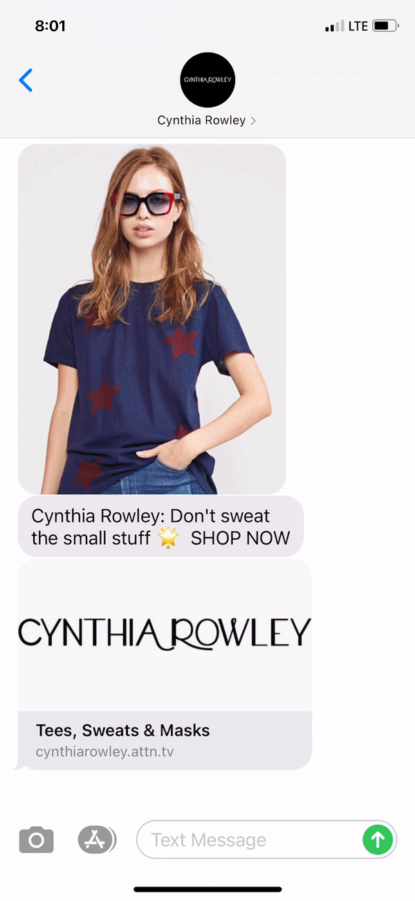 Cynthia Rowley Text Message Marketing Example - 10.25.2020