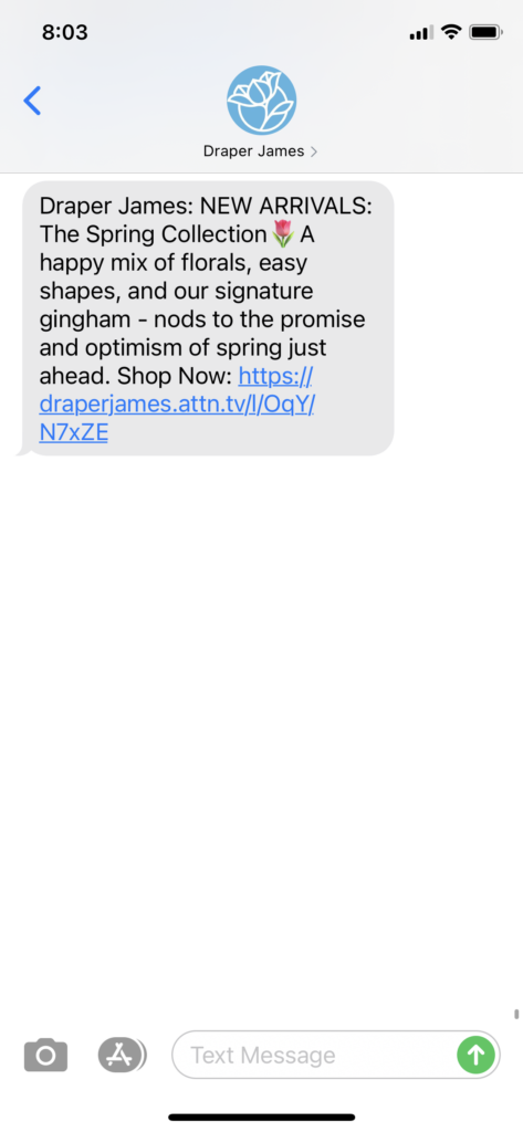 Draper James Text Message Marketing Example - 02.19.2021