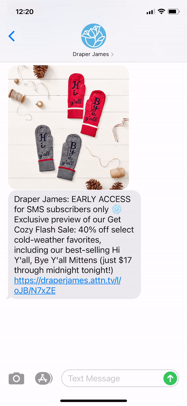 Draper James Text Message Marketing Example - 12.09.2020