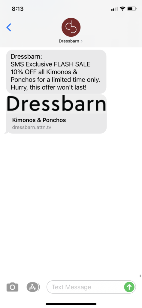 Dressbarn Text Message Marketing Example - 02.22.2021