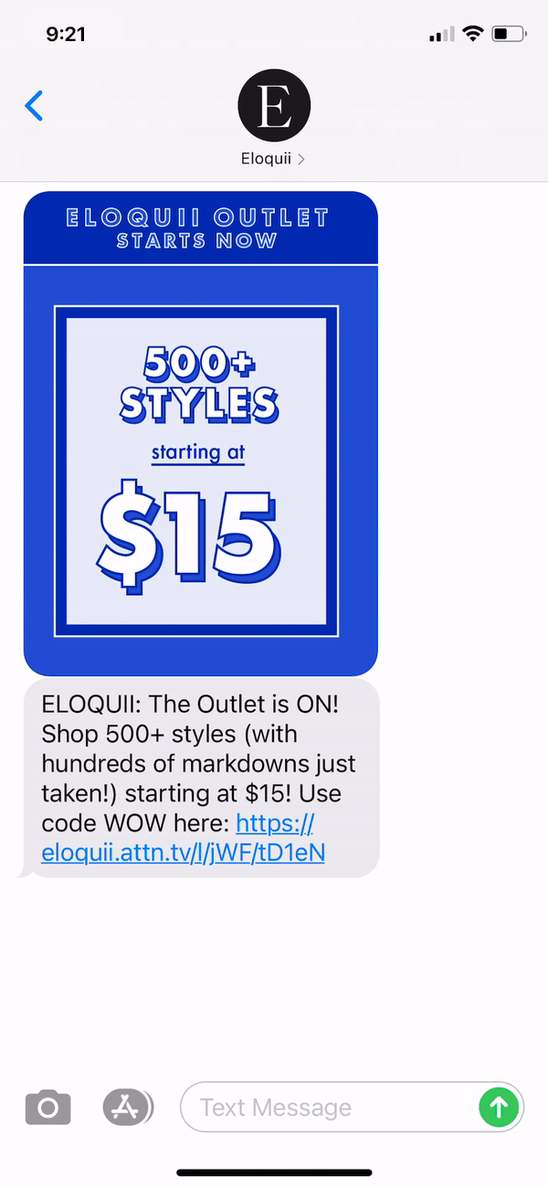 ELOQUII Text Message Marketing Example - 01.07.2021