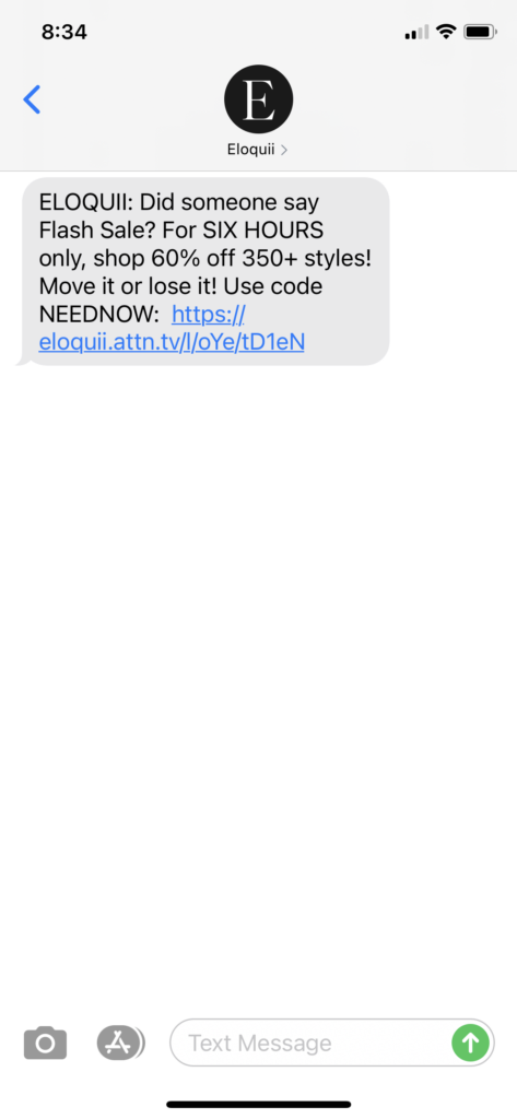 Eloquii Text Message Marketing Example - 02.15.2021