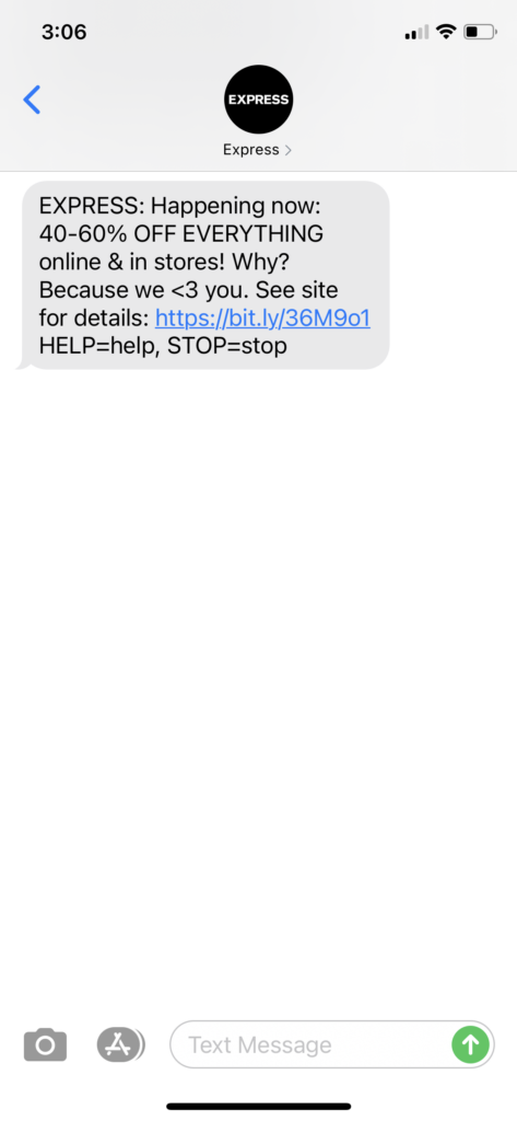 Express Text Message Marketing Example - 02.11.2021