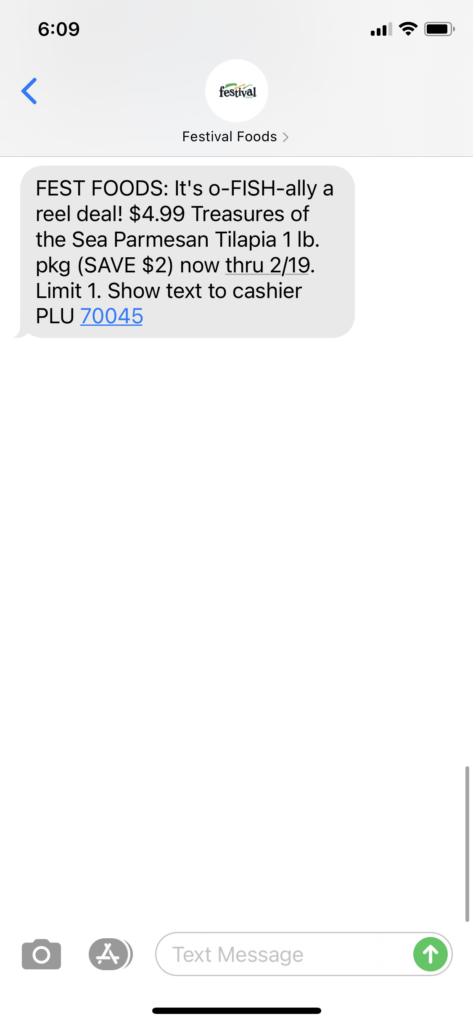 Festival Foods Text Message Marketing Example - 02.17.2021