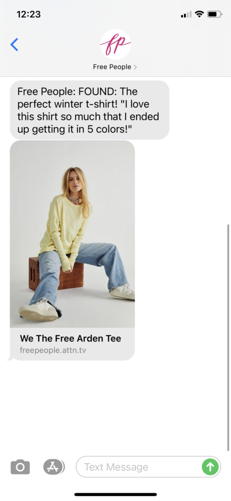 Free People Text Message Marketing Example - 02.02.2021