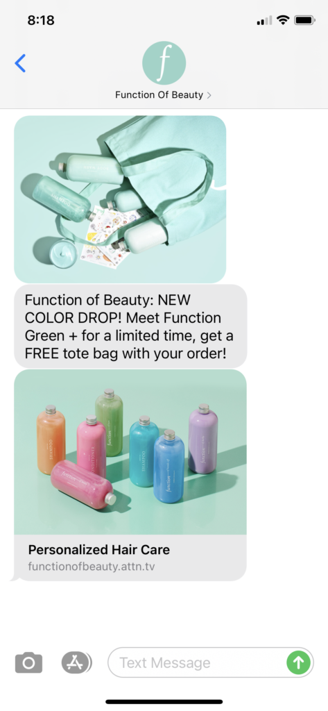 Function of Beauty Text Message Marketing Example - 01.29.2021