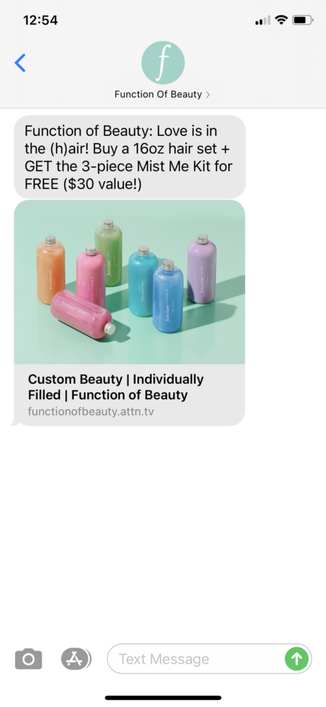 Function of Beauty Text Message Marketing Example - 02.13.2021