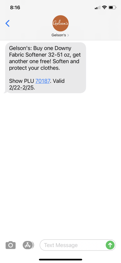 Gelson's Market Text Message Marketing Example - 02.22.2021