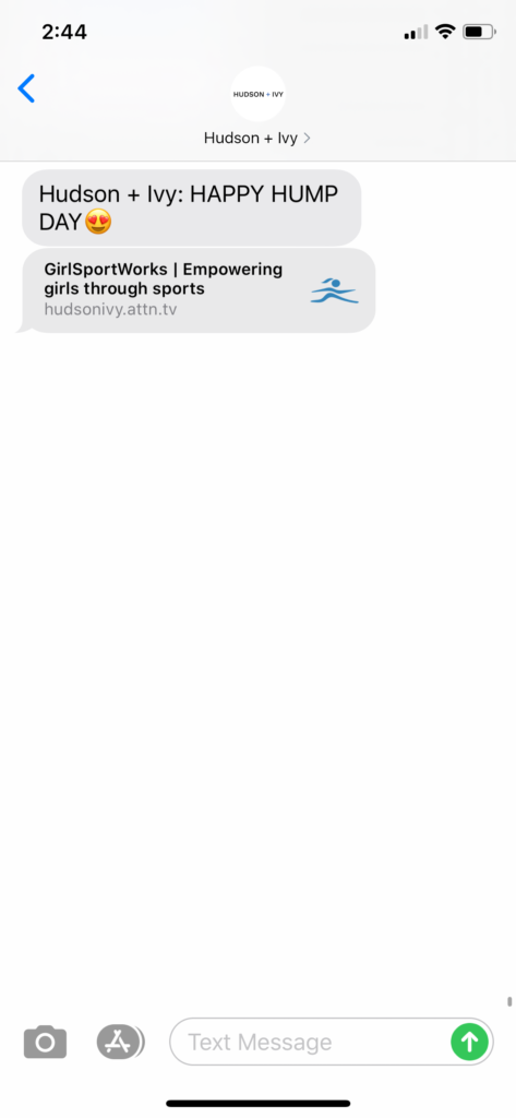 Hudson+Ivy Text Message Marketing Example - 08.29.2020