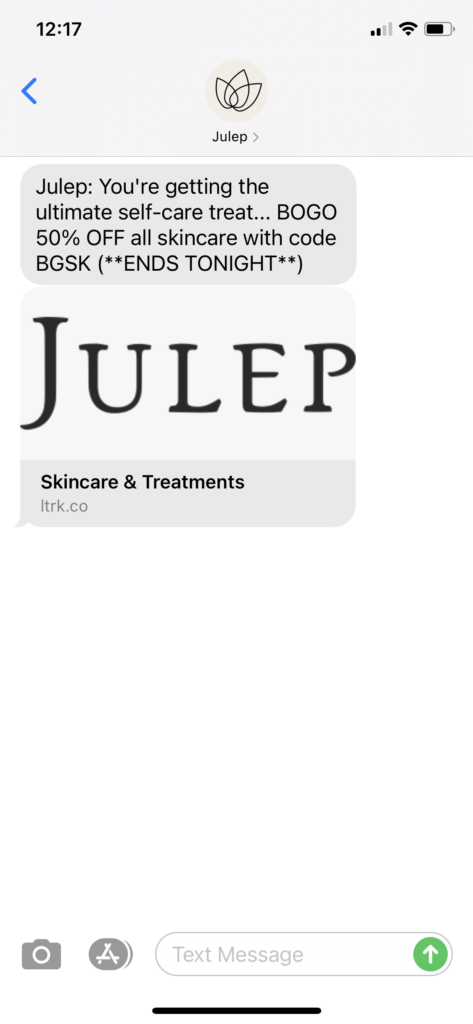 Julep Text Message Marketing Example - 02.03.2021