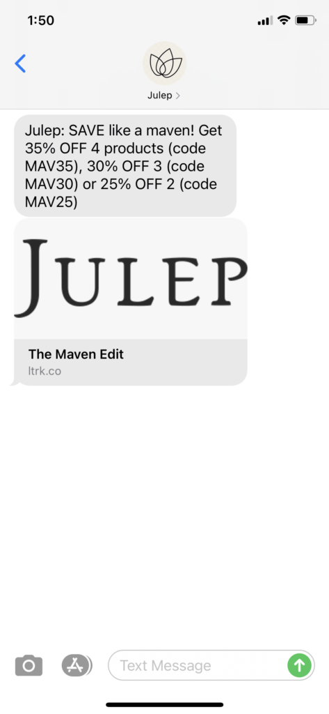 Julep Text Message Marketing Example - 02.06.2021