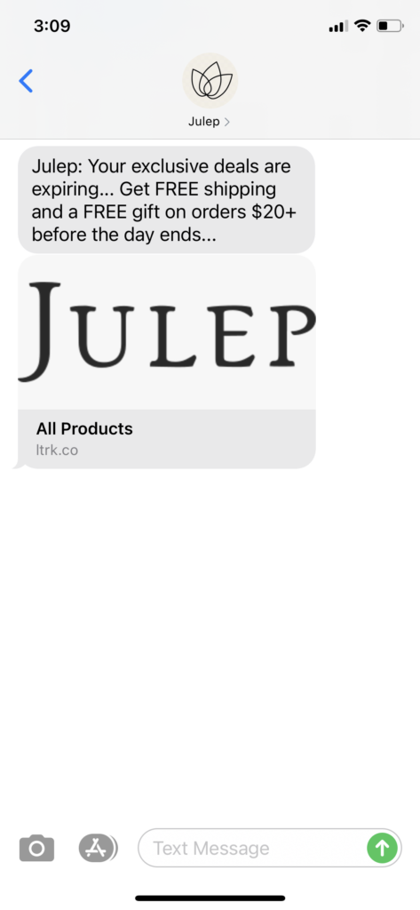 Julep Text Message Marketing Example - 02.11.2021