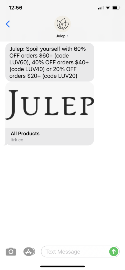 Julep Text Message Marketing Example - 02.13.2021