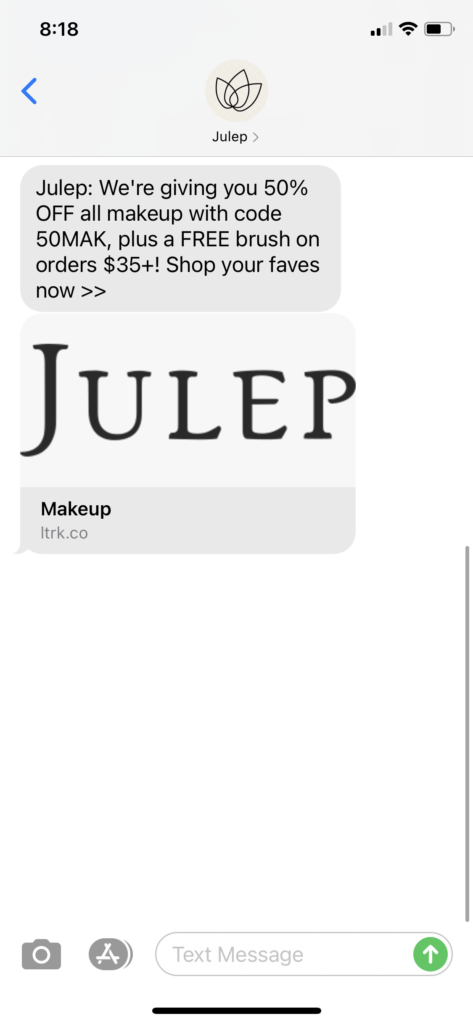 Julep Text Message Marketing Example - 02.22.2021