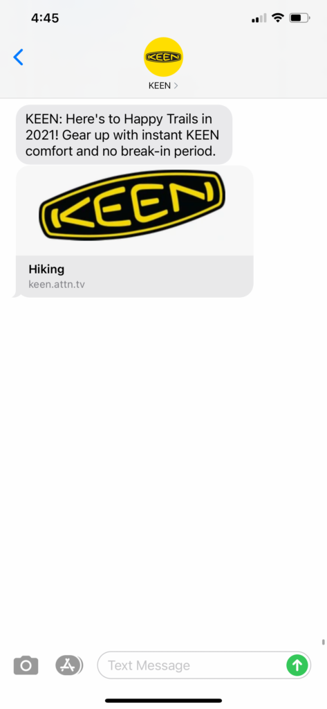 Keen Text Message Marketing Example - 01.05.2021