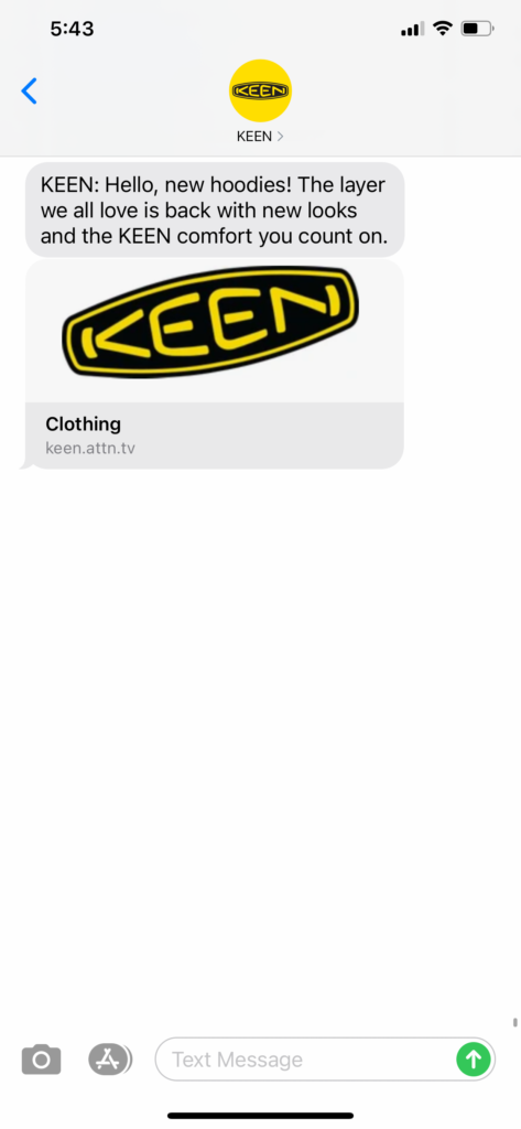 Keen Text Message Marketing Example - 01.07.2021