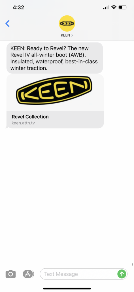 Keen Text Message Marketing Example - 10.06.2020