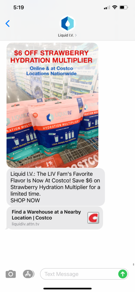 Liquid IV Text Message Marketing Example - 01.08.2021