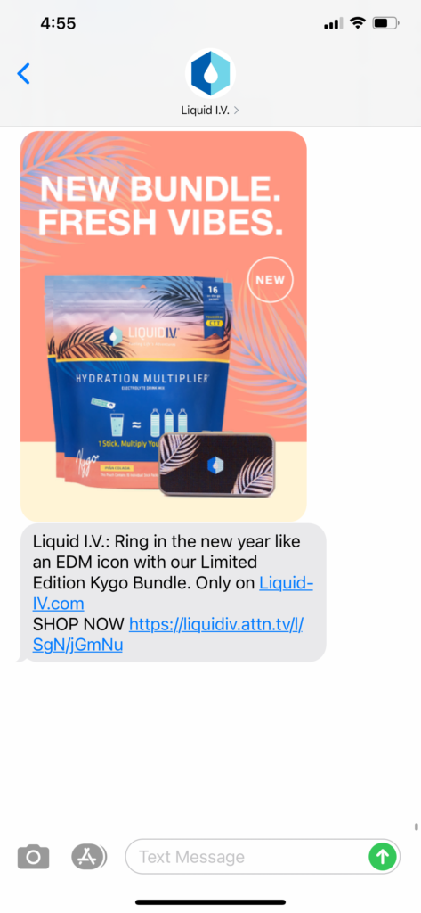 Liquid IV Text Message Marketing Example -01.09.2021