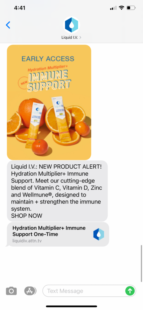 Liquid IV Text Message Marketing Example - 10.05.2020