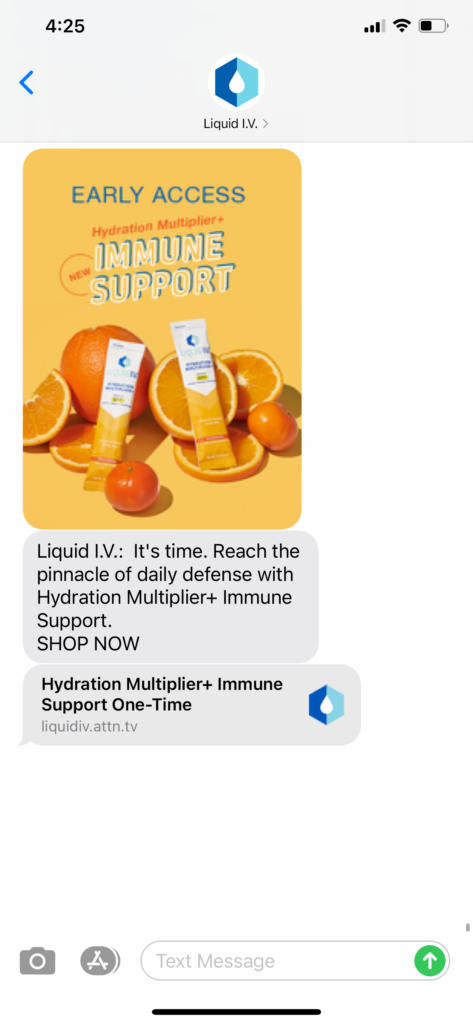 Liquid IV Text Message Marketing Example - 10.07.2020