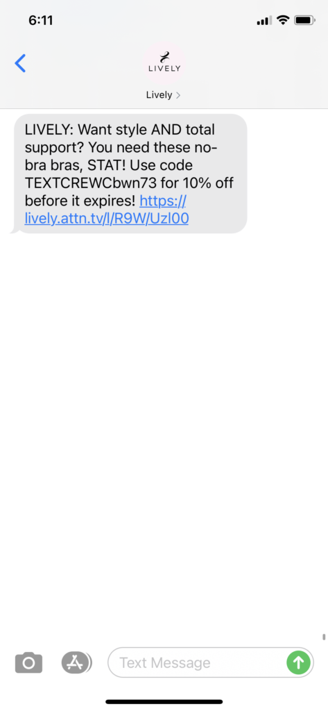 Lively Text Message Marketing Example - 02.21.2021