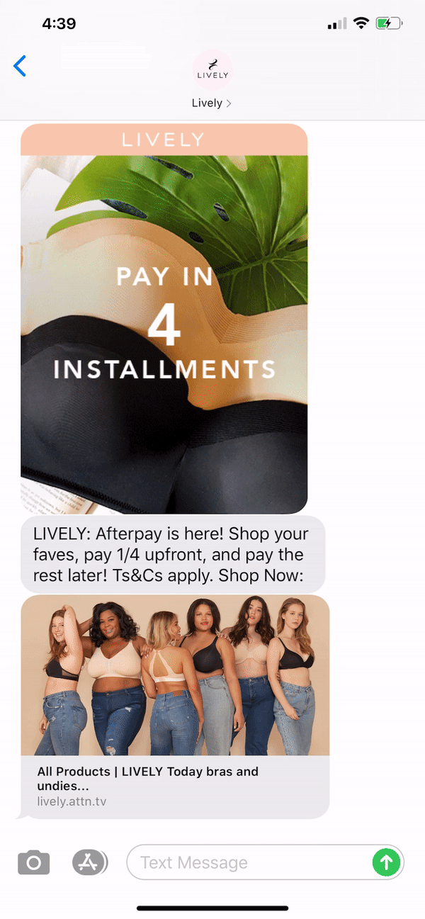 Lively Text Message Marketing Example - 08.25.2020
