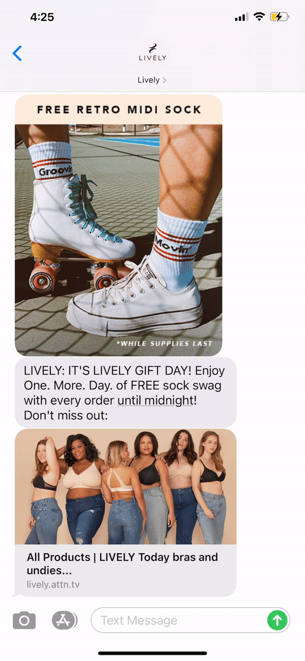 Lively Text Message Marketing Example - 10.13.2020