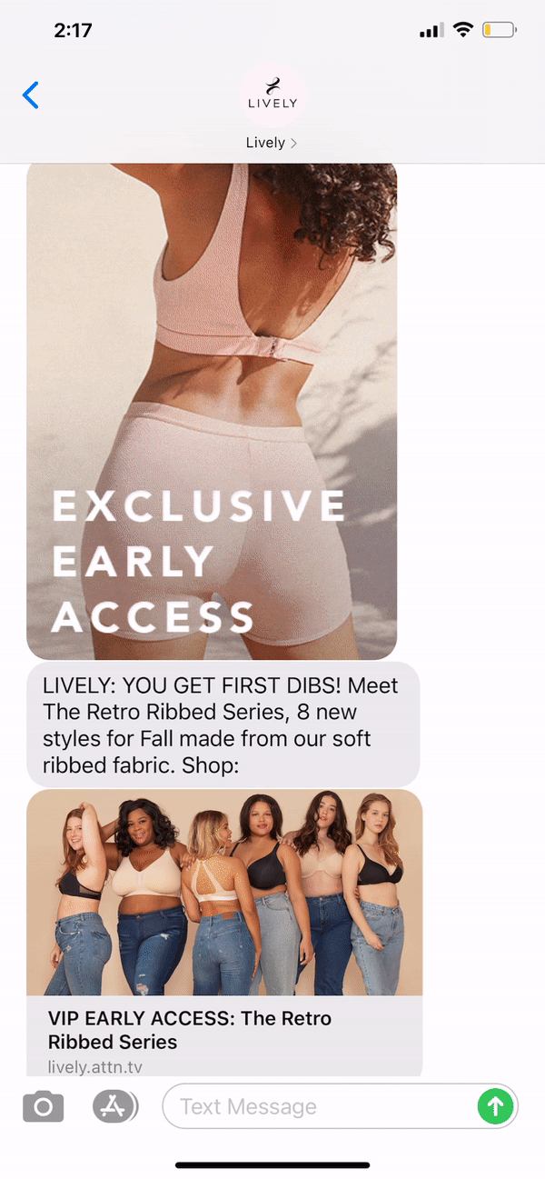 Lively Text Message Marketing Example - 10.14.2020