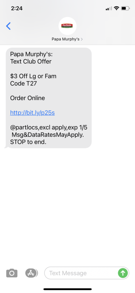 Papa Murphy's Text Message Marketing Example - 02.04.2021