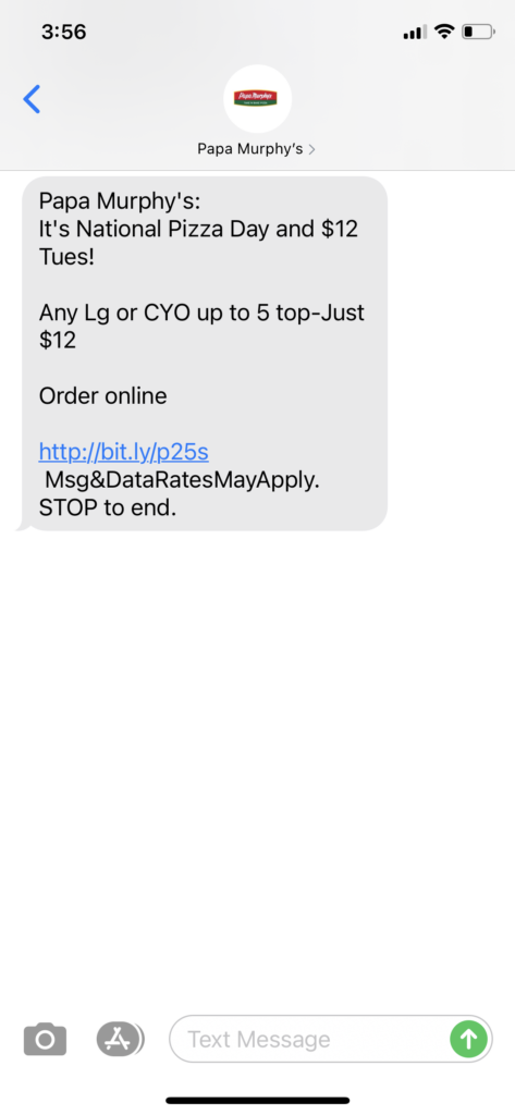 Papa Murphy's Text Message Marketing Example - 02.09.2021