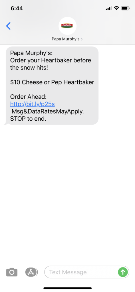 Papa Murphy's Text Message Marketing Example - 02.12.2021