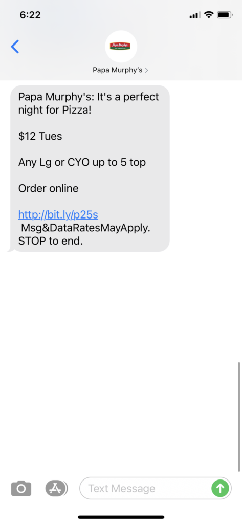 Papa Murphy's Text Message Marketing Example - 02.16.2021