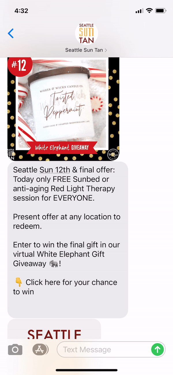 Seattle Sun Tan Text Message Marketing - 12.24.2020