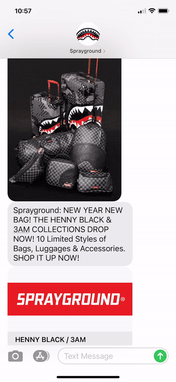 Sprayground Text Message Marketing Example - 01.03.2021