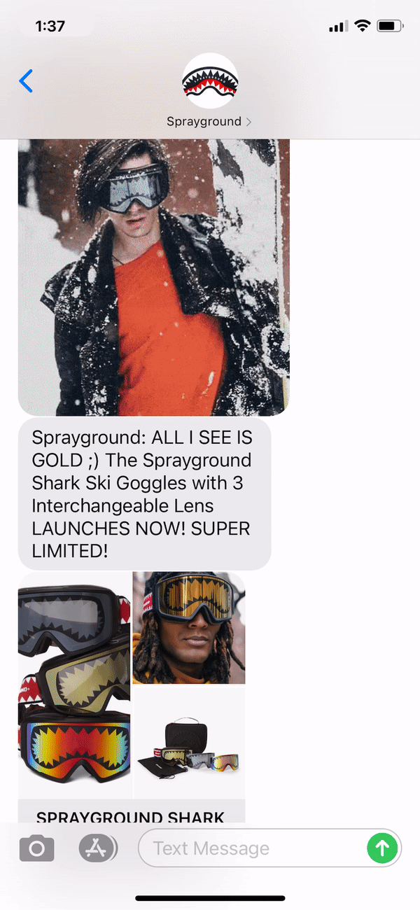 Sprayground Text Message Marketing Example - 01.12.2021