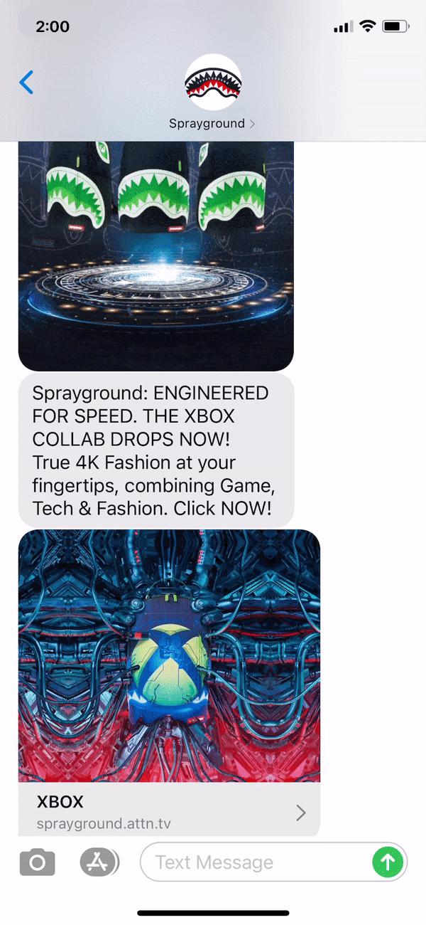 Sprayground Text Message Marketing Example - 11.10.2020
