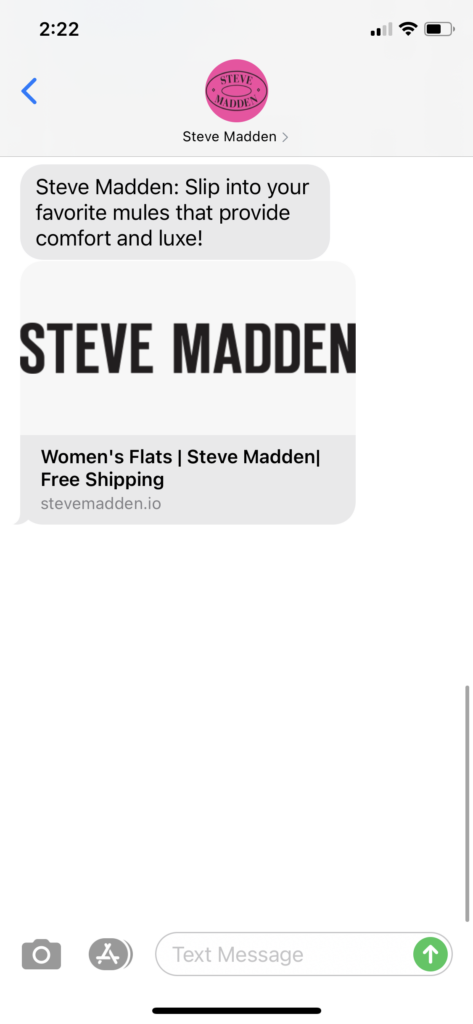 Steve Madden Text Message Marketing Example - 02.04.2021