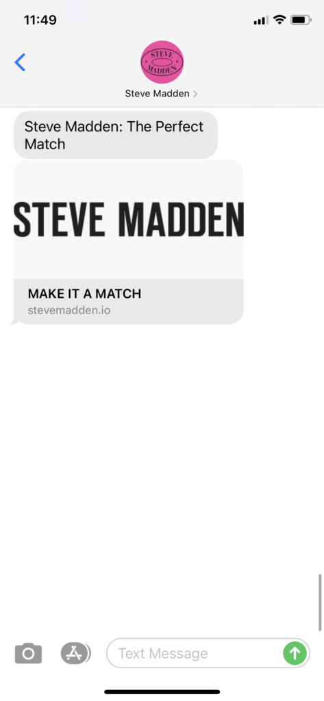 Steve Madden Text Message Marketing Example - 02.07.2021