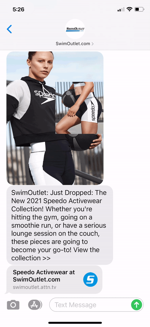 SwimOutlet.com Text Message Marketing Example -01.06.2021