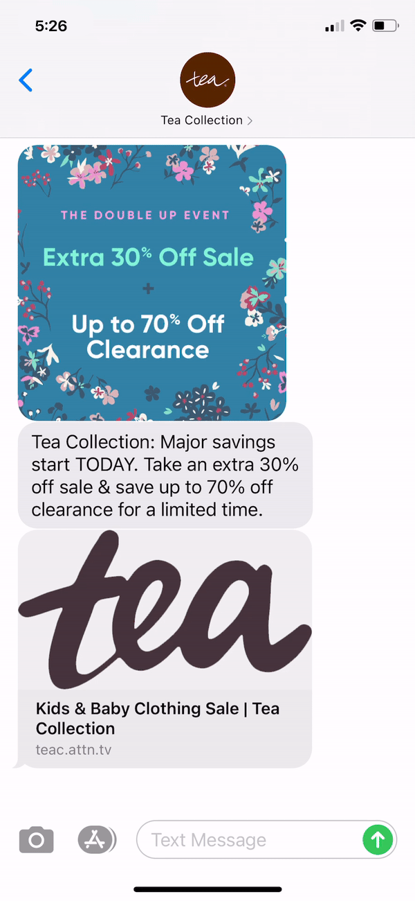 Tea Collection Text Message Marketing Example -01.06.2021