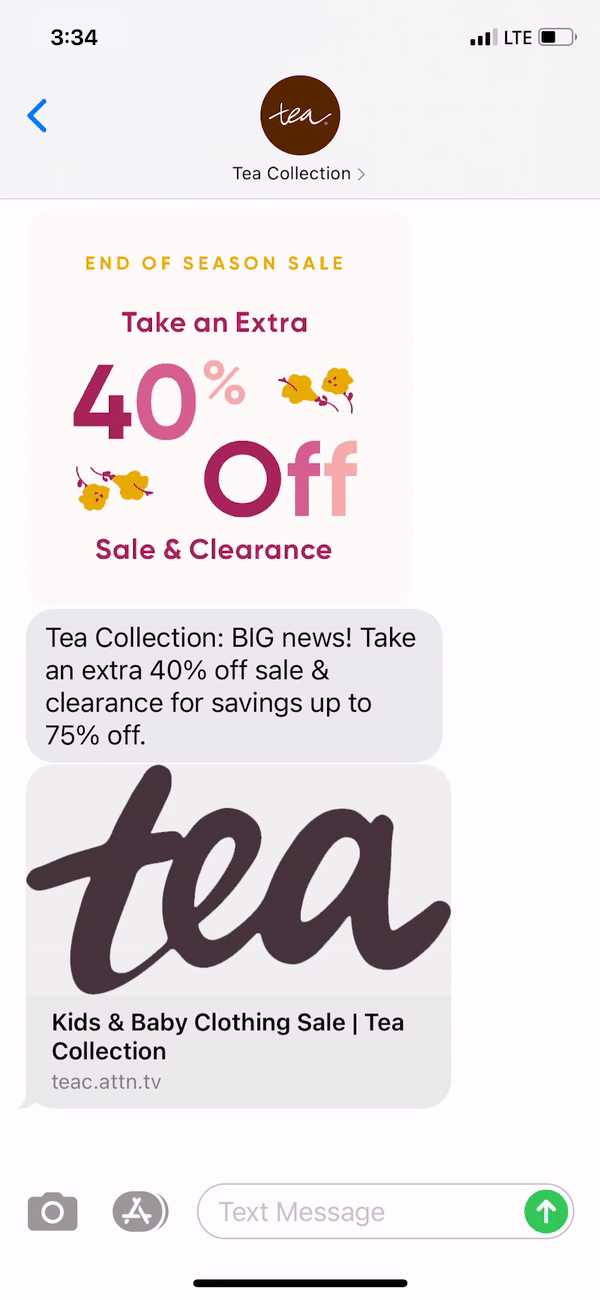 Tea Collection Text Message Marketing Example - 01.15.2021